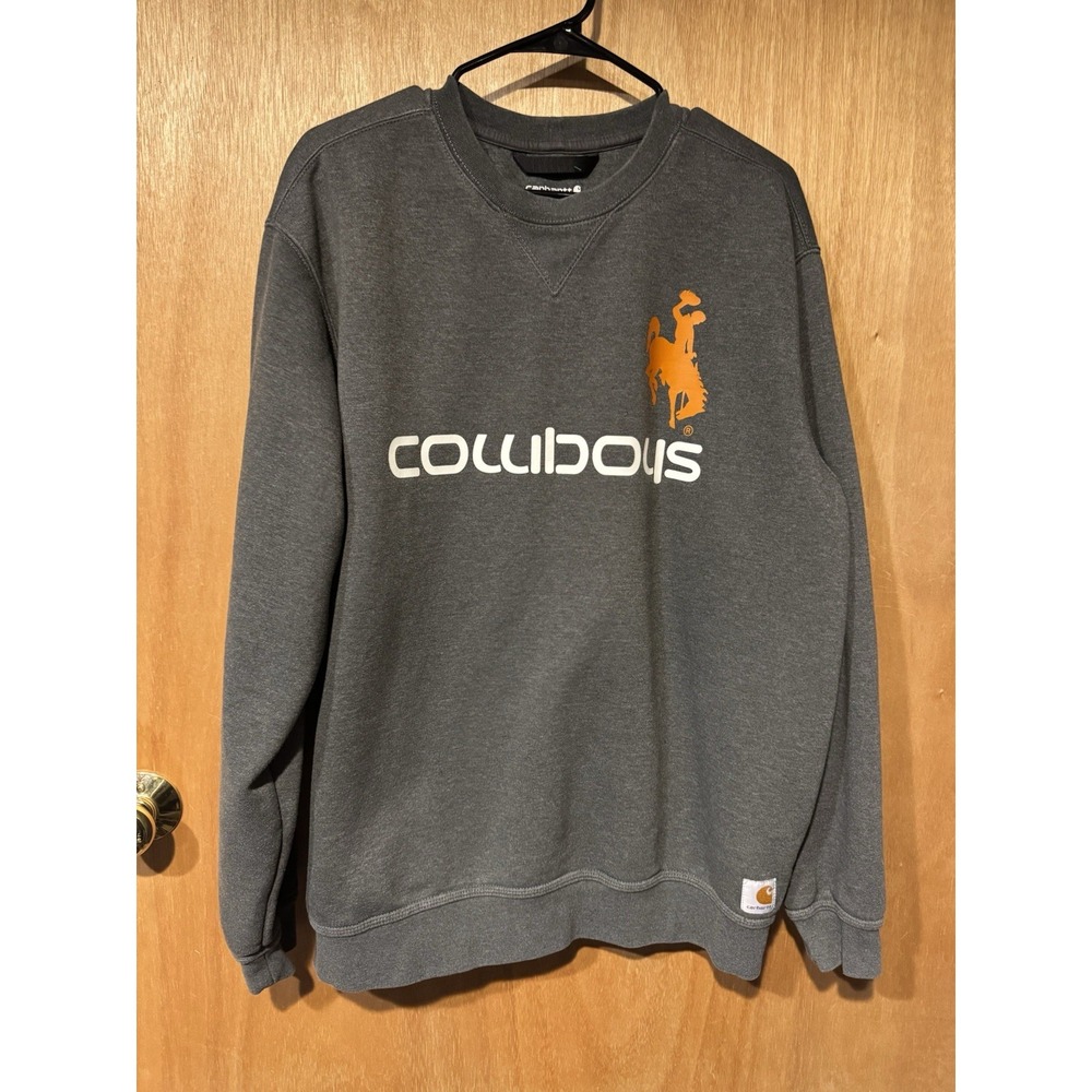 Carhartt University Of Wyoming Cowboys Large Loose Fit Gray Sweatshirt